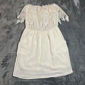 Women's Sleeveless Lace Trim Mini Dress Size XXS Bridal Wedding Sorority Grad